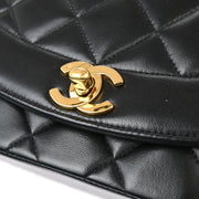 Chanel 1991-1994 Black Lambskin Small Diana Shoulder Bag