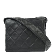 Chanel 1996-1997 Black Lambskin Straight Flap Shoulder Bag