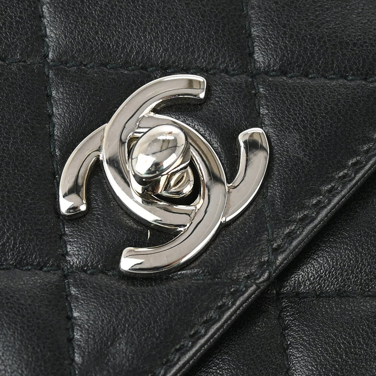 Chanel 1996-1997 Black Lambskin Straight Flap Shoulder Bag