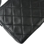 Chanel 1996-1997 Black Lambskin Straight Flap Shoulder Bag