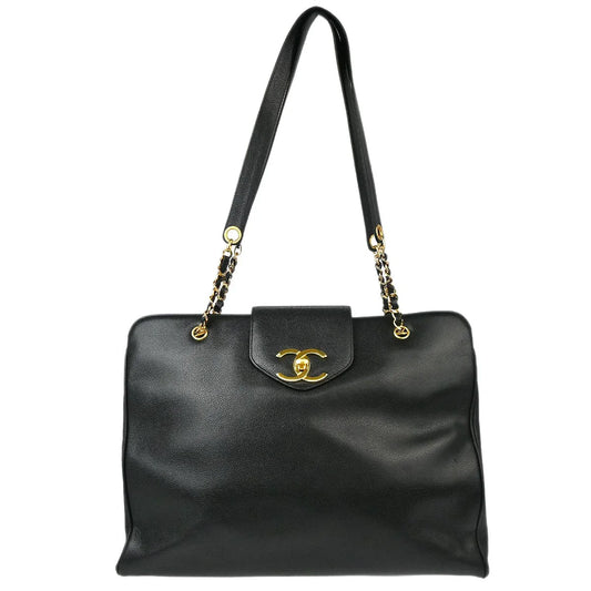 Chanel 1996-1997 Black Caviar Supermodel Shoulder Bag