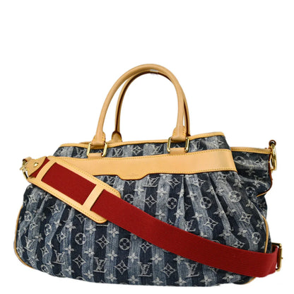 Louis Vuitton 2006 Blue Monogram Denim Cabas Raye GM 2way Tote M95336