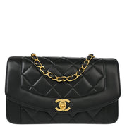 Chanel 1994-1996 Black Lambskin Small Diana Shoulder Bag