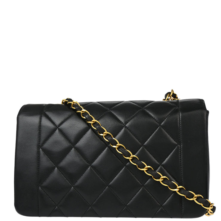 Chanel 1994-1996 Black Lambskin Small Diana Shoulder Bag