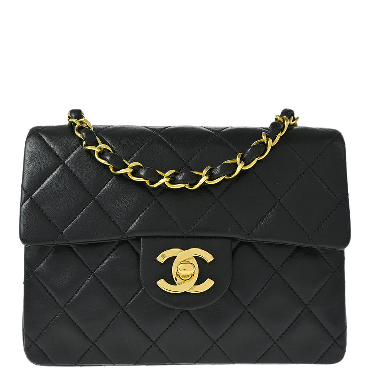 Chanel 1994-1996 Black Lambskin Mini Classic Square Flap Shoulder Bag 17