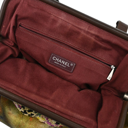 Chanel 2015-2016 Khaki Green Canvas Graffiti On The Pavement Tote Handbag