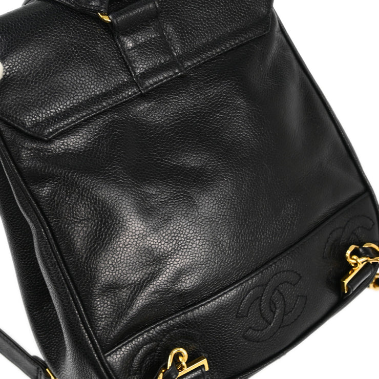 Chanel 1996-1997 Black Caviar Triple CC Backpack