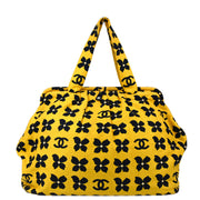 Chanel 2001-2003 Yellow Fabric Clover Shoulder Tote Bag