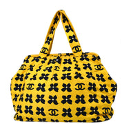 Chanel 2001-2003 Yellow Fabric Clover Shoulder Tote Bag