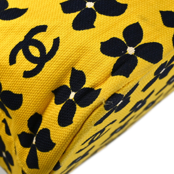 Chanel 2001-2003 Yellow Fabric Clover Shoulder Tote Bag