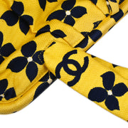 Chanel 2001-2003 Yellow Fabric Clover Shoulder Tote Bag