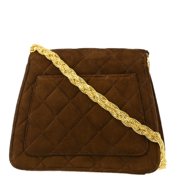 Chanel 1997-1999 Brown Suede Single Flap Shoulder Bag