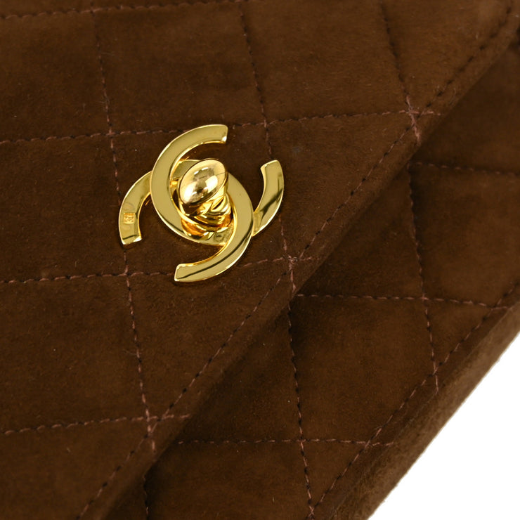 Chanel 1997-1999 Brown Suede Single Flap Shoulder Bag