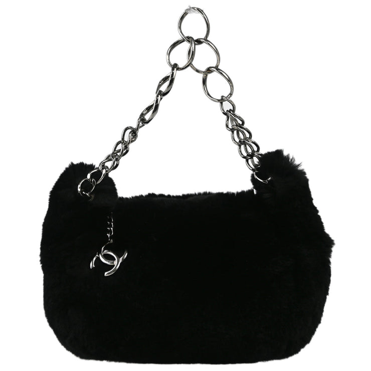 Chanel 2001-2003 Black Fur Chain Handbag