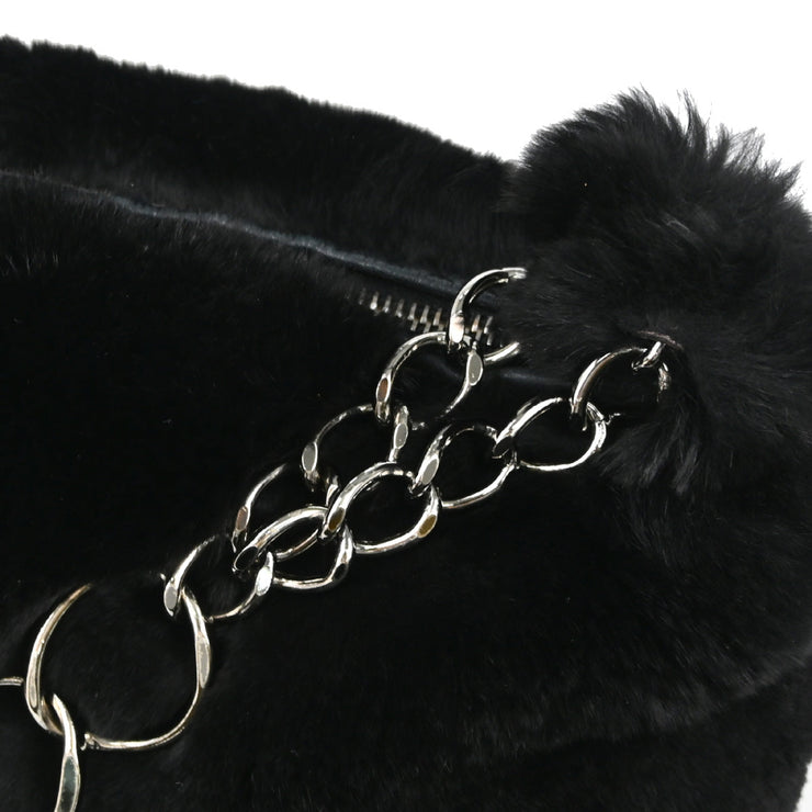 Chanel 2001-2003 Black Fur Chain Handbag