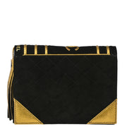 Chanel 2004-2005 Black Suede Lambskin Clutch Bag