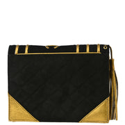 Chanel 2004-2005 Black Suede Lambskin Clutch Bag