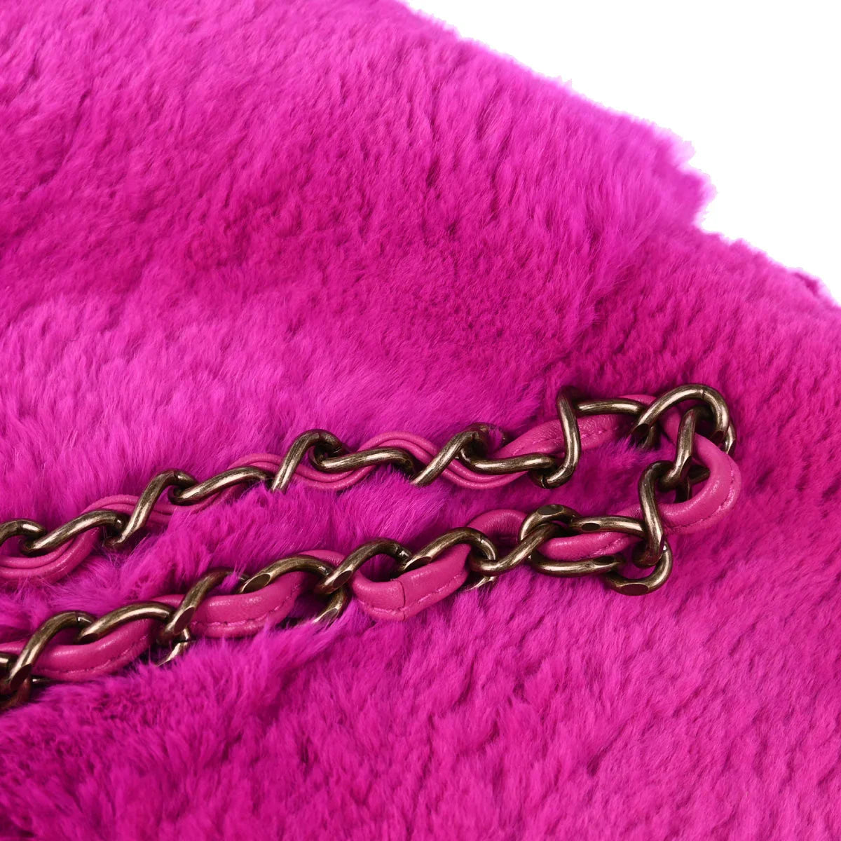 Chanel 2000-2001 Rabbit Fur Chain Shoulder Bag