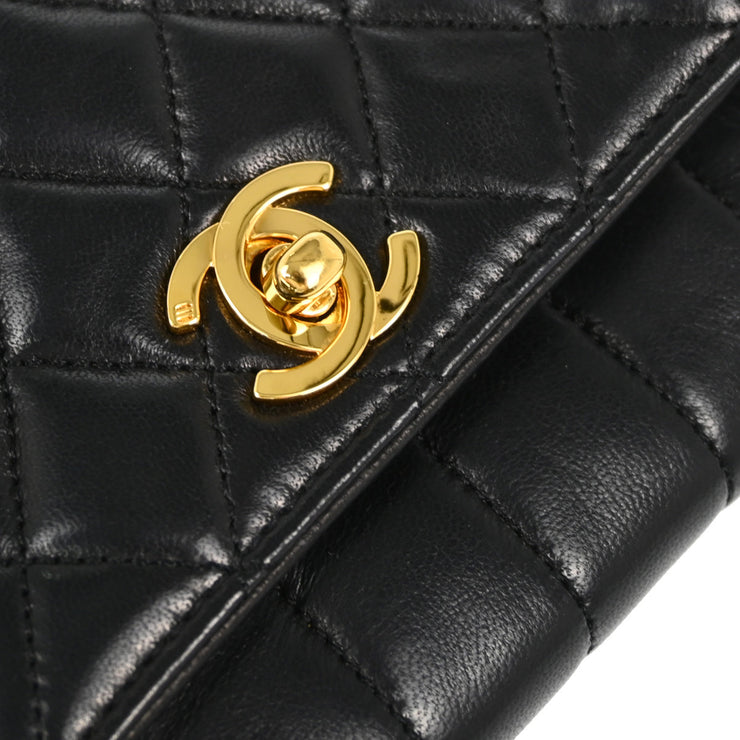 Chanel 1989-1991 Black Lambskin Single Flap Shoulder Bag