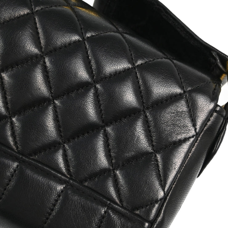 Chanel 1989-1991 Black Lambskin Single Flap Shoulder Bag