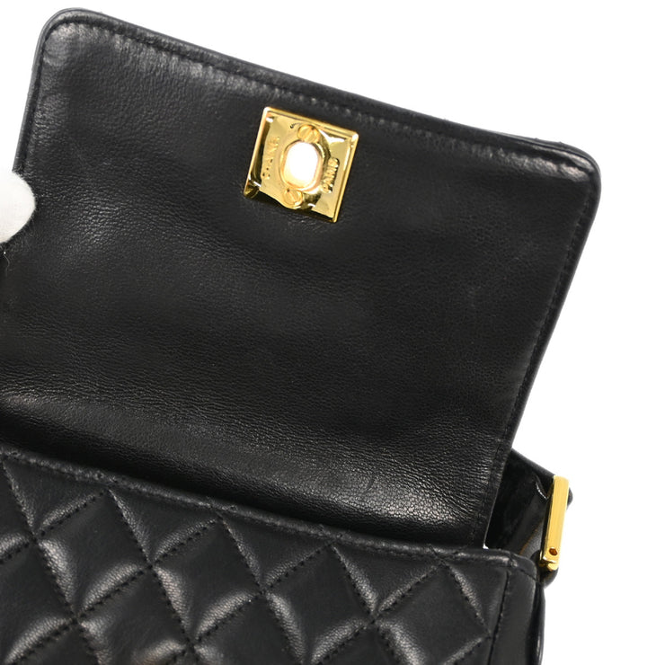 Chanel 1989-1991 Black Lambskin Single Flap Shoulder Bag