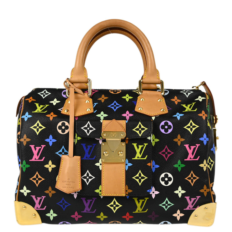 Louis Vuitton 2003 Black Monogram Multicolor Speedy 30 Handbag M92642