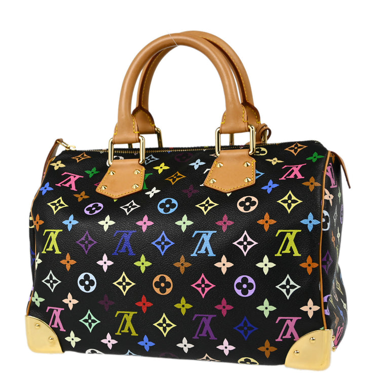 Louis Vuitton 2003 Black Monogram Multicolor Speedy 30 Handbag M92642