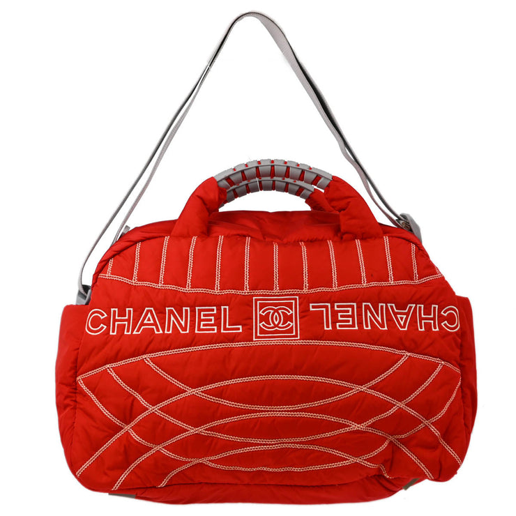 Chanel 2005-2006 Red Nylon Sport Line 2way Handbag