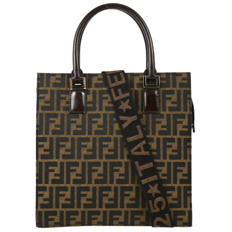 Fendi Brown Zucca 2way Shoulder Tote Handbag