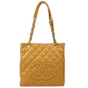 Chanel 2003-2004 Beige Caviar Petite Shopping Tote PST Tote Handbag