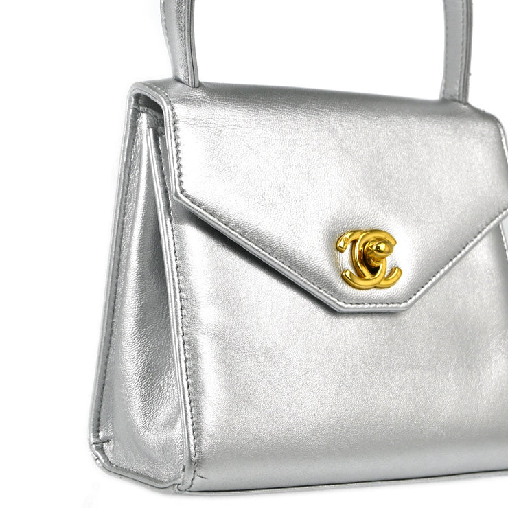 Chanel 1996-1997 Silver Lambskin Handbag