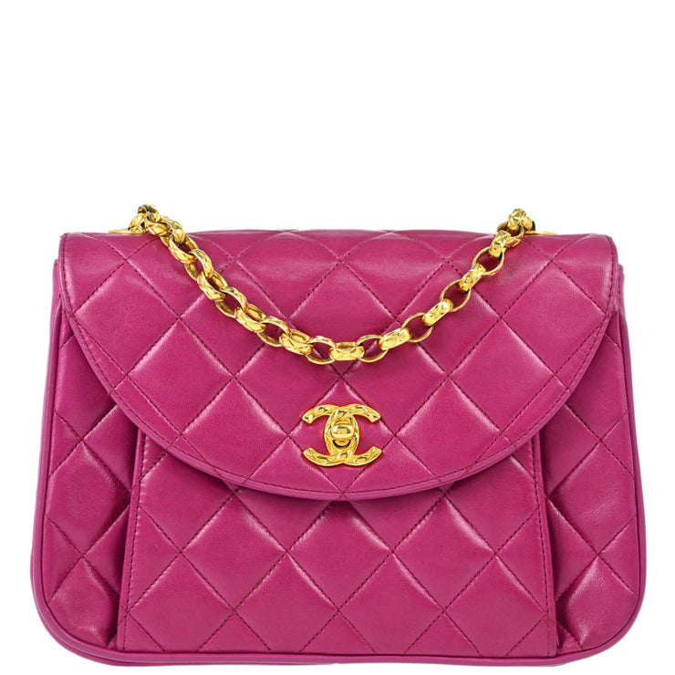 Chanel 1991-1994 Purple Lambskin Single Flap Shoulder Bag