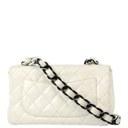 Chanel 2000-2001 White Lambskin Single Flap Shoulder Bag