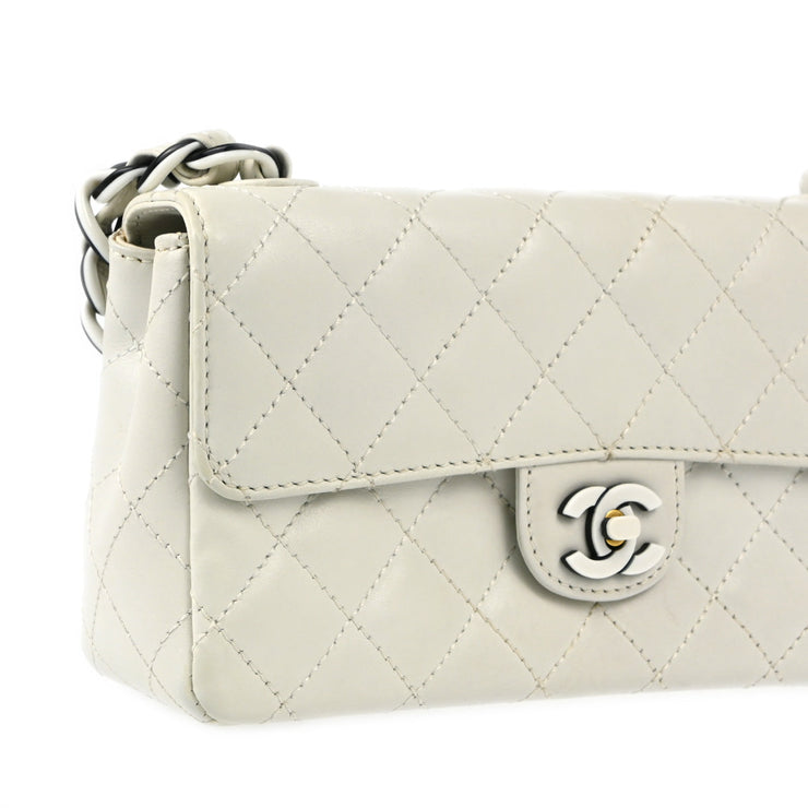 Chanel 2000-2001 White Lambskin Single Flap Shoulder Bag