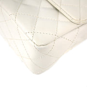 Chanel 2000-2001 White Lambskin Single Flap Shoulder Bag