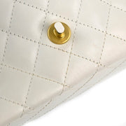 Chanel 2000-2001 White Lambskin Single Flap Shoulder Bag