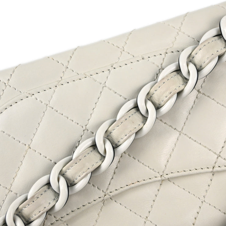 Chanel 2000-2001 White Lambskin Single Flap Shoulder Bag