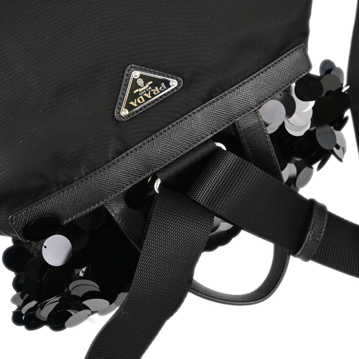 Prada 2015 Black Sequins Nylon Backpack