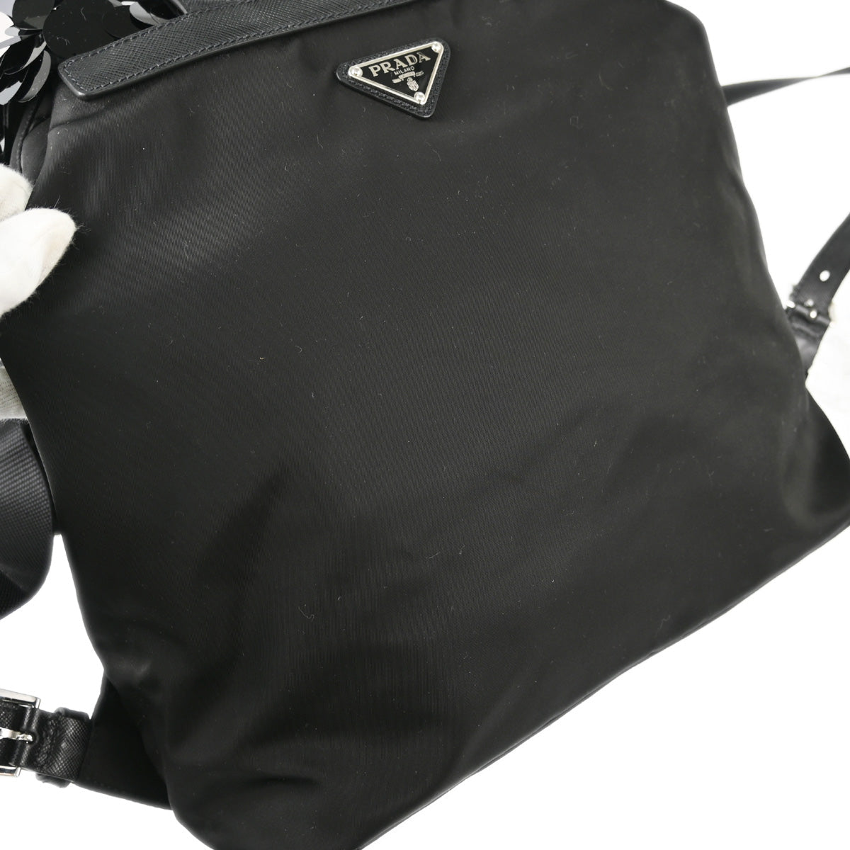 Prada 2015 Black Sequins Nylon Backpack