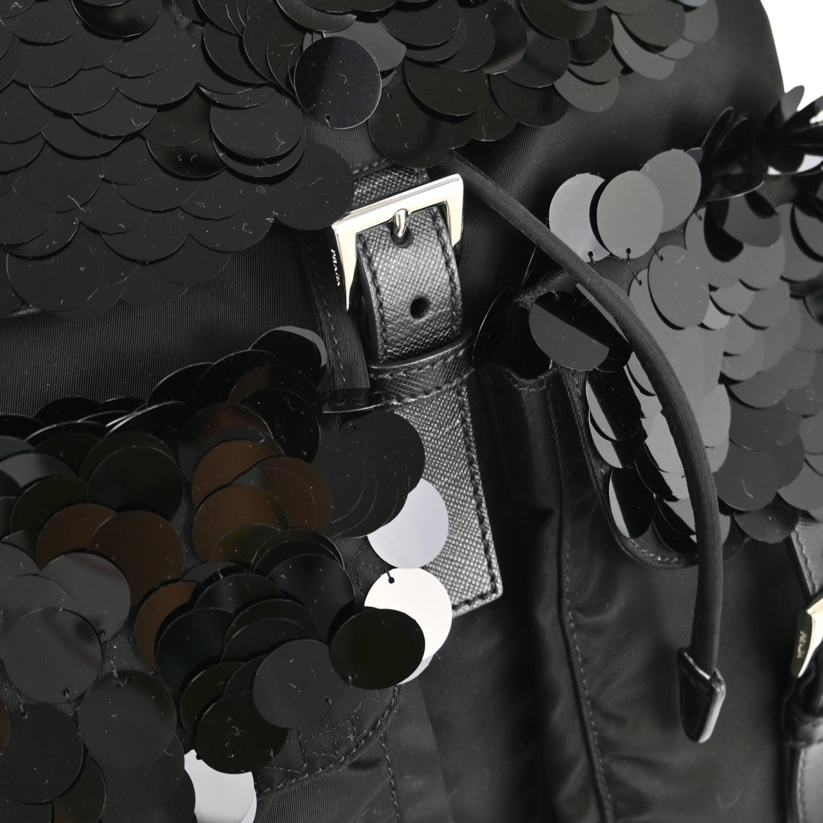 Prada 2015 Black Sequins Nylon Backpack