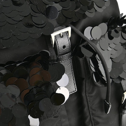 Prada 2015 Black Sequins Nylon Backpack