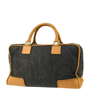 Loewe Navy Denim Wood Beaded Amazona 36 Handbag