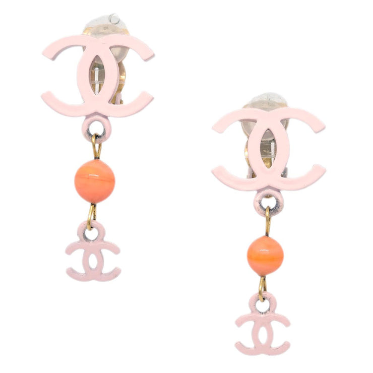 Chanel Dangle Earrings Clip-On Pink 03S