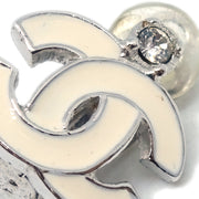 Chanel Earrings Clip-On White Silver 05P