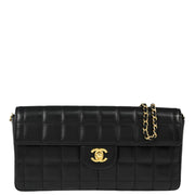 Chanel 2003-2004 Black Lambskin Choco Bar East West Shoulder Bag