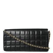 Chanel 2003-2004 Black Lambskin Choco Bar East West Shoulder Bag