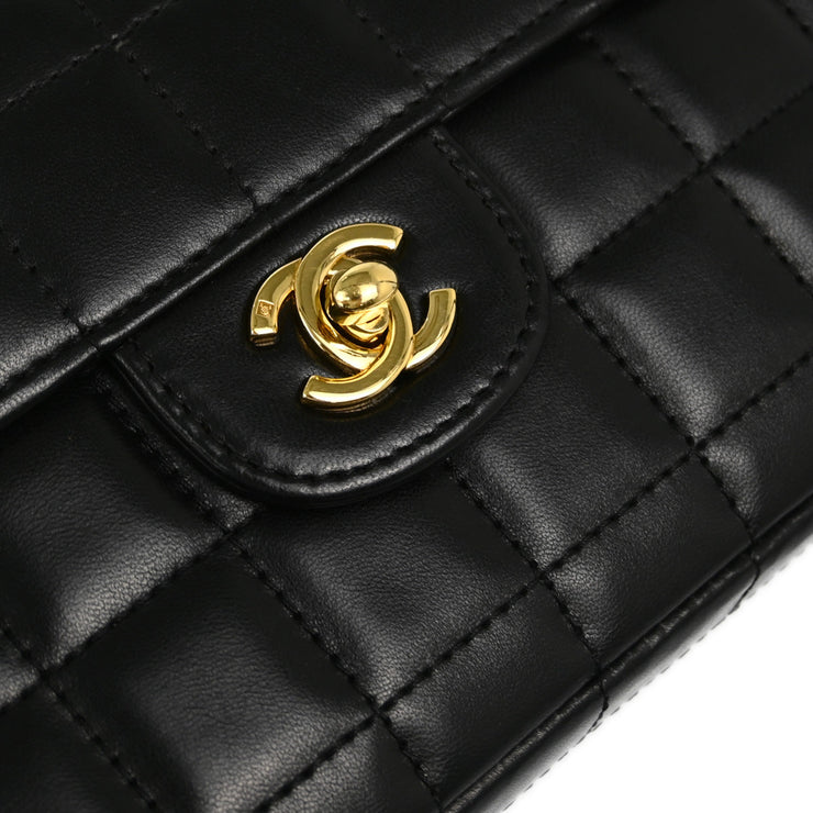 Chanel 2003-2004 Black Lambskin Choco Bar East West Shoulder Bag