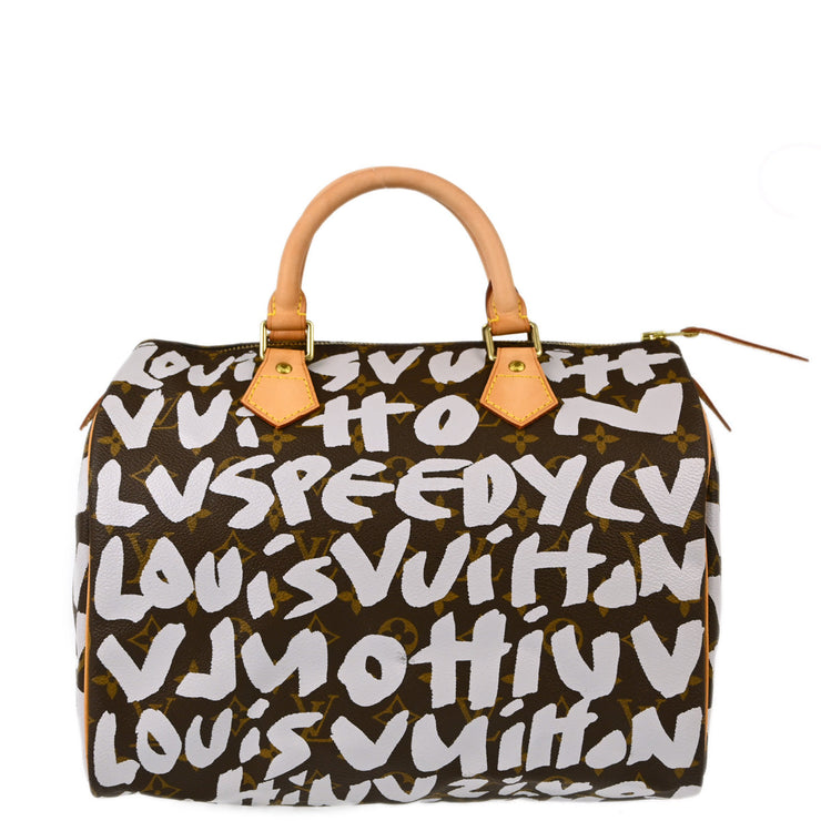 Louis Vuitton 2001 White Monogram Graffiti Speedy 30 Handbag M92195