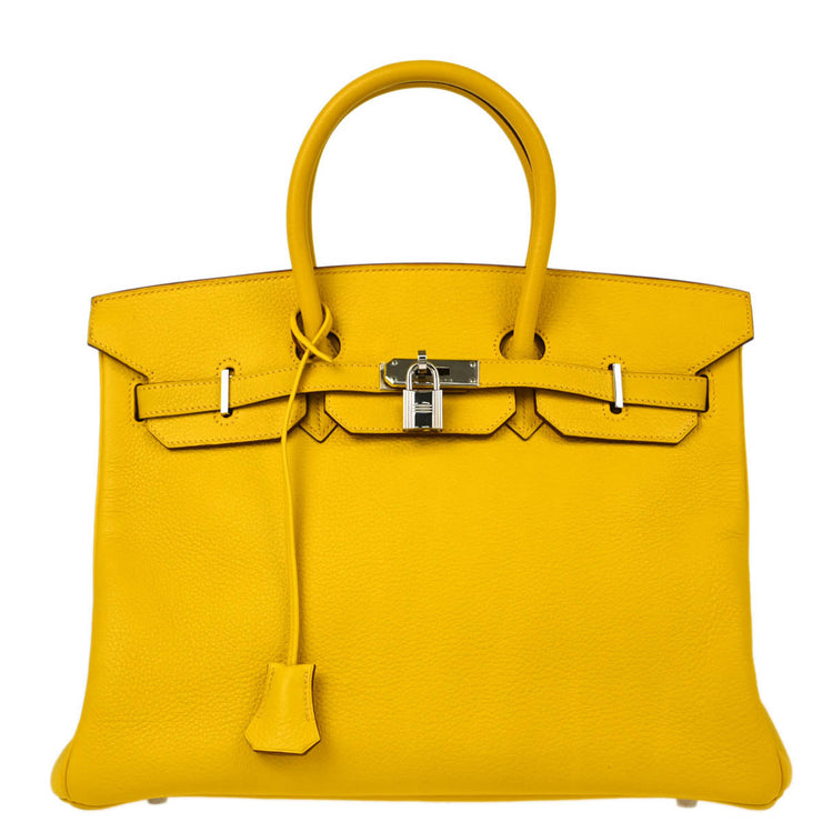 Hermes 2003 Jaune Taurillon Clemence Birkin 35 Handbag