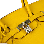 Hermes Jaune Taurillon Clemence Birkin 35 Handbag